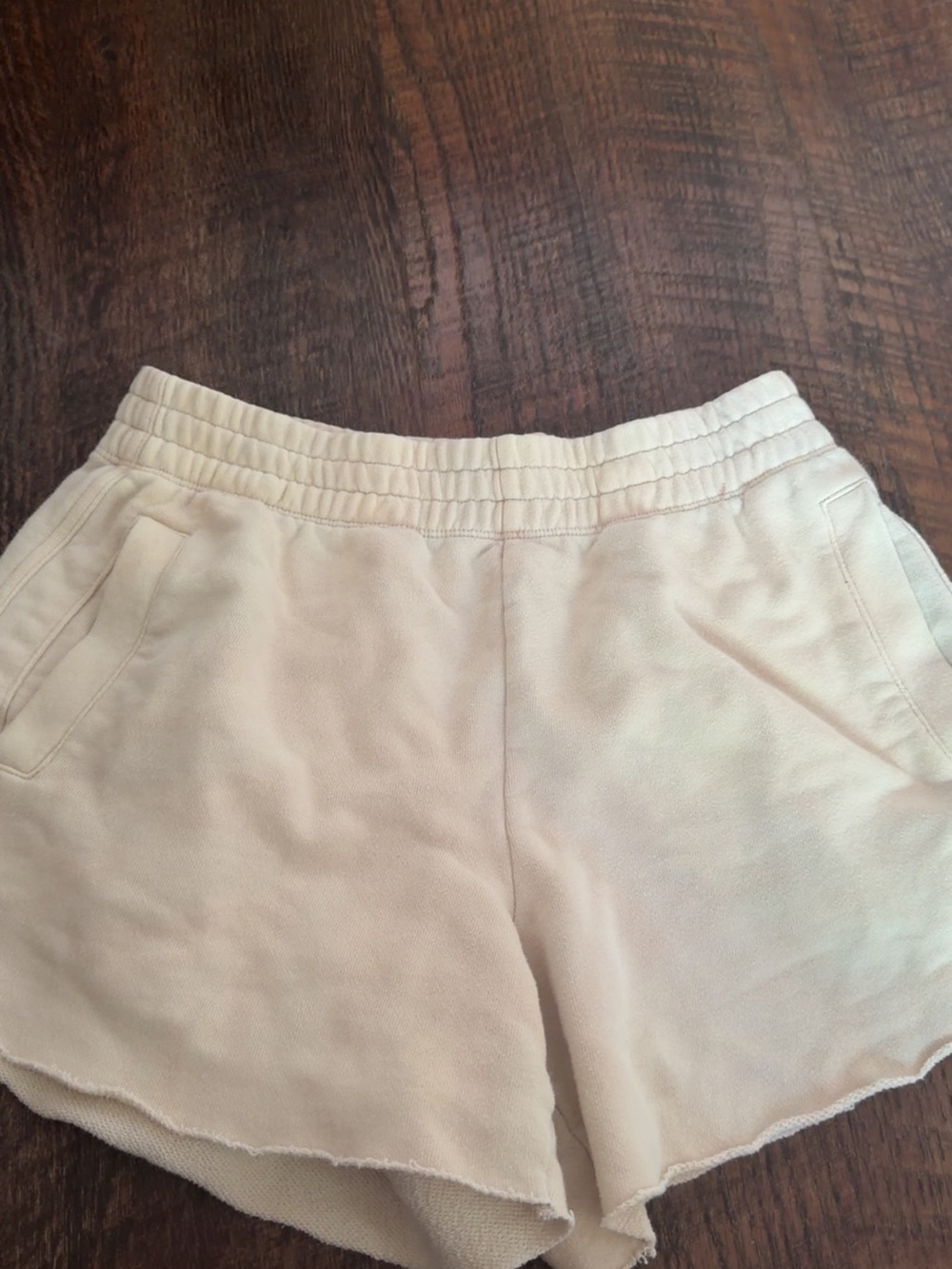 aerie Cream Elastic-Waist Casual Athletic Shorts